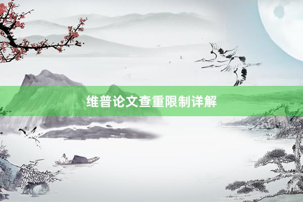 维普论文查重限制详解
