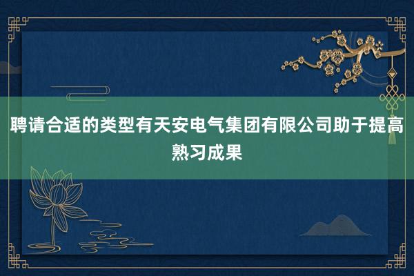 聘请合适的类型有天安电气集团有限公司助于提高熟习成果